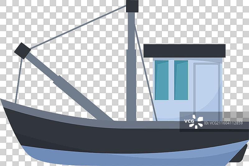 带船舱的渔船漂浮在水面上图片素材