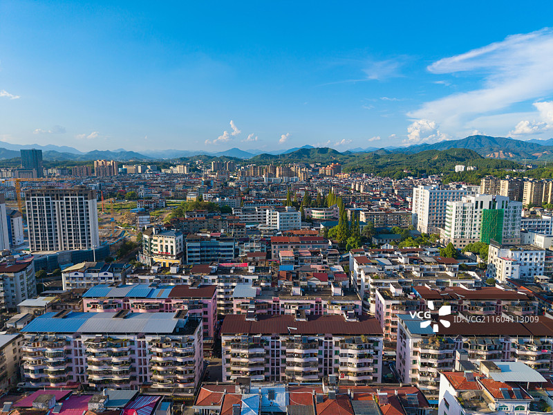 福建省南平市，浦城县，县城，城市风光，航拍图片素材