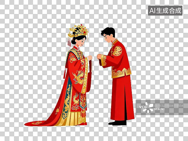 【AI数字艺术】结婚主题 传统中式婚礼新人敬礼图片素材