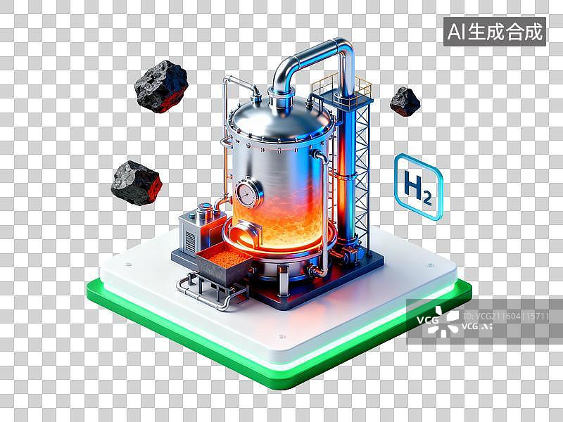 【AI数字艺术】冶金工业，氢气还原炉，有铁矿石，氢气，氢冶金图片素材