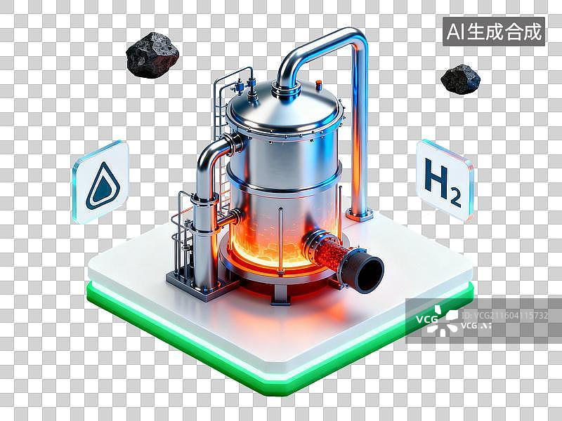 【AI数字艺术】冶金工业，氢气还原炉，有铁矿石，氢气，氢冶金图片素材