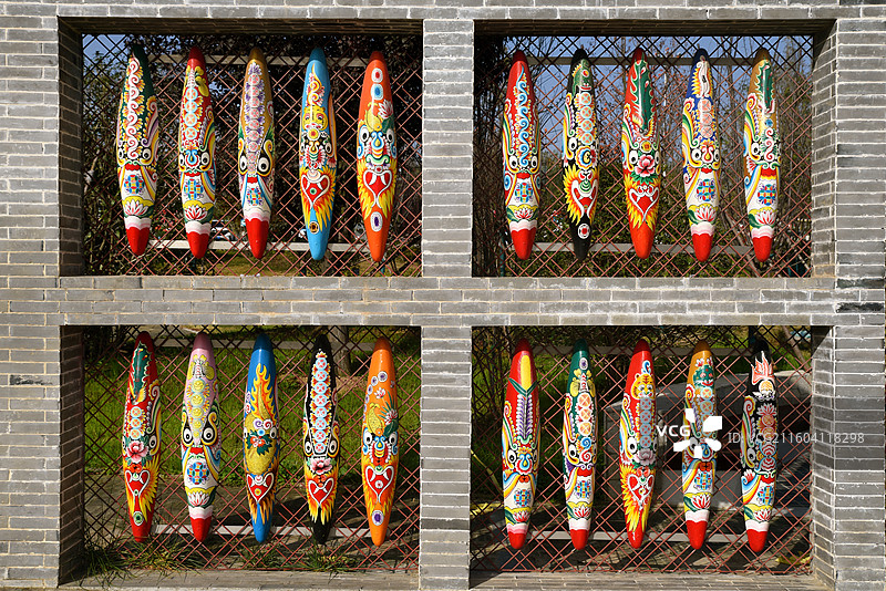 凤翔中国泥塑文化园马勺梭子脸谱图片素材