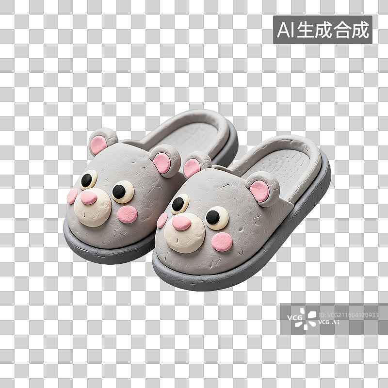 【AI数字艺术】3D粘土风格母婴亲子主题婴儿拖鞋元素图片素材