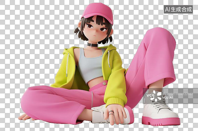 【AI数字艺术】3D多巴胺穿搭女子动作姿态图片素材