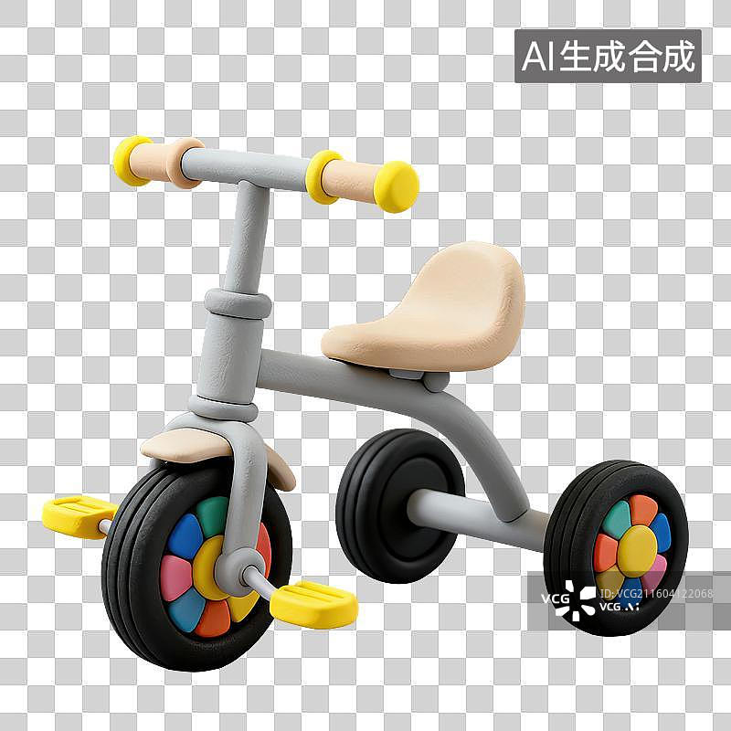【AI数字艺术】3D粘土风格母婴亲子主题儿童三轮脚踏车元素图片素材