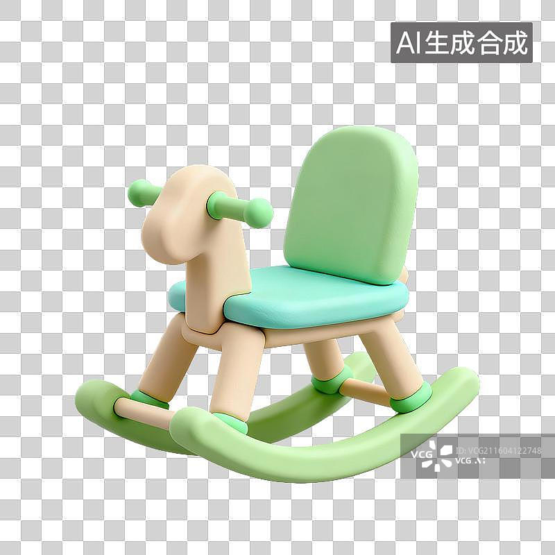 【AI数字艺术】3D粘土风格母婴亲子主题儿童摇摇椅元素图片素材