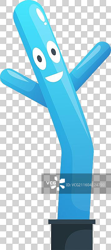 蓝色的充气管状人挥手微笑图片素材