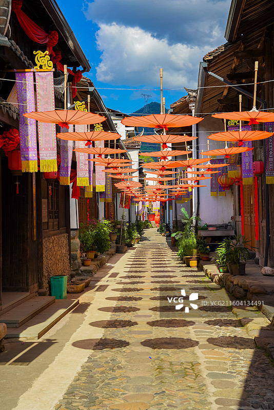 浙江省丽水市，景宁畲族自治县，大均乡，景宁畲族自治县畲乡之窗旅游区，大均古街图片素材