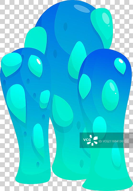 来自太空的蓝色外星蘑菇在白色背景上生长图片素材