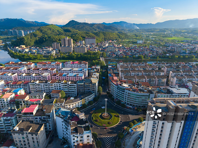 福建省南平市，浦城县，县城，城市风光，航拍图片素材