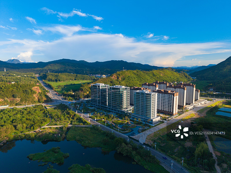 福建省南平市，浦城县，县城，城市风光，航拍图片素材