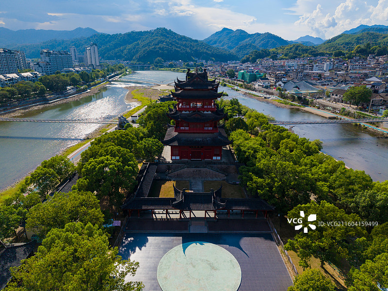 浙江省丽水市龙泉市，西街，留槎洲景区图片素材