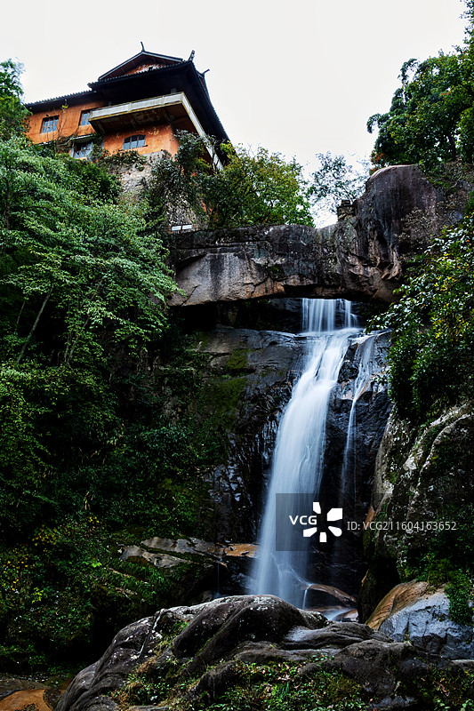 天台山石梁飞瀑图片素材