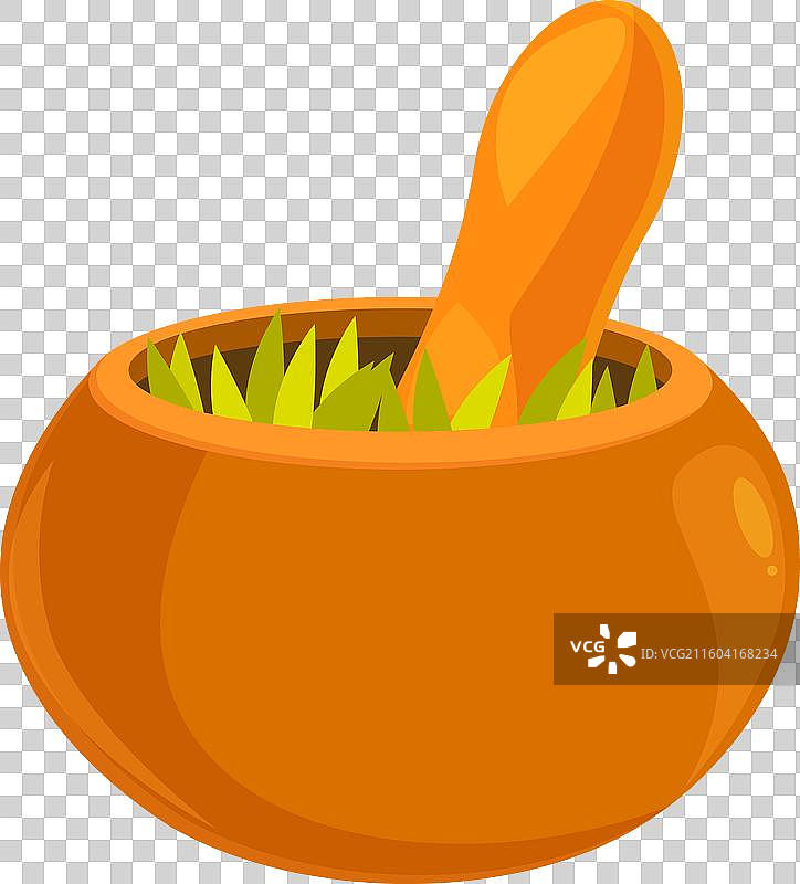 粘土研钵和杵正在捣碎草药，用于天然图片素材