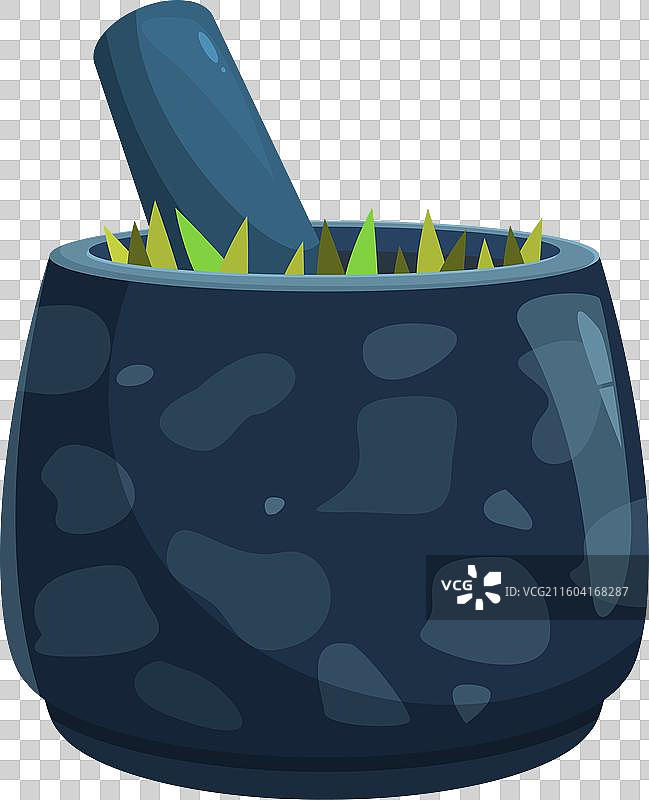 石臼与杵正在研磨香草图片素材