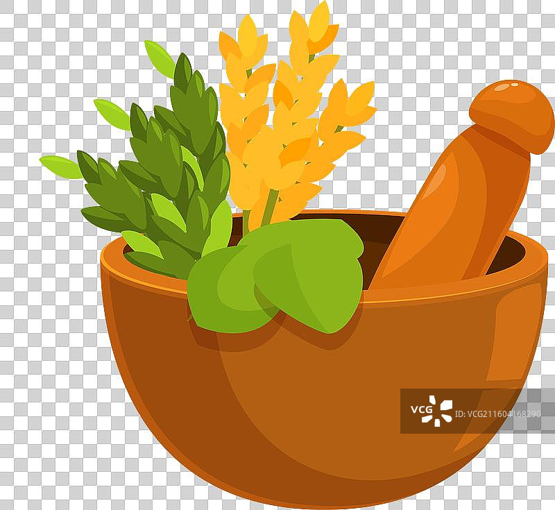 研钵和杵正在捣碎草药，用于传统...图片素材