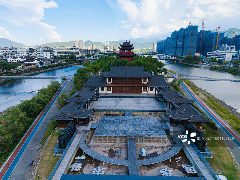 浙江省丽水市龙泉市，西街，留槎洲景区图片素材