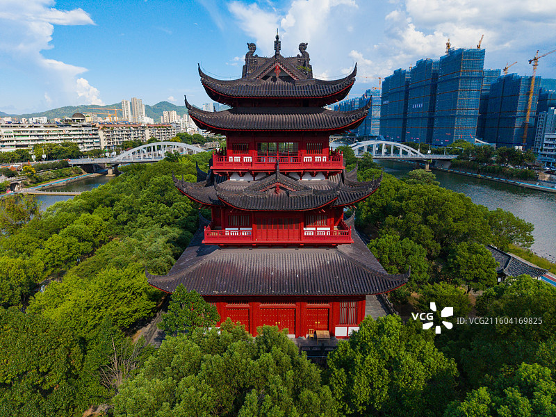 浙江省丽水市龙泉市，西街，留槎洲景区图片素材