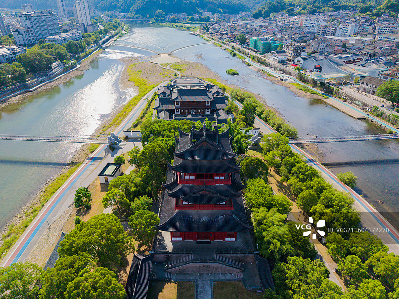 浙江省丽水市龙泉市，西街，留槎洲景区图片素材