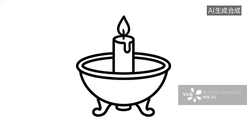 【AI数字艺术】烛台上的点燃蜡烛图片素材