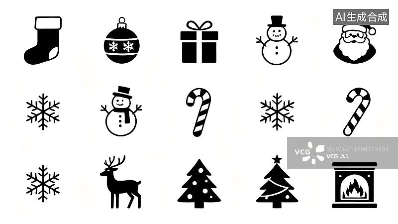 【AI数字艺术】圣诞主题图标集合图片素材