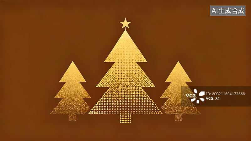 【AI数字艺术】金色圣诞树图案图片素材