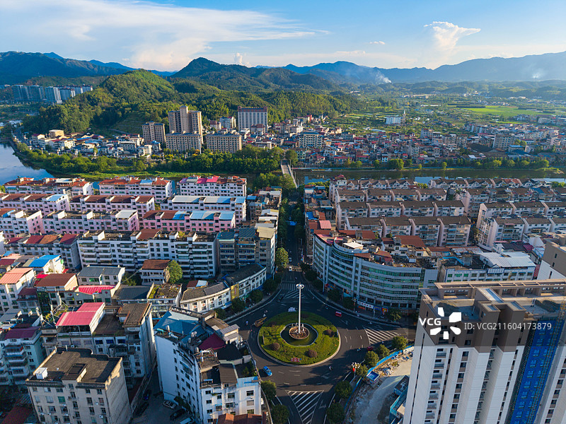 福建省南平市，浦城县，县城，城市风光，航拍图片素材