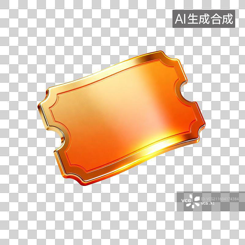 【AI数字艺术】金色票券形状图标图片素材