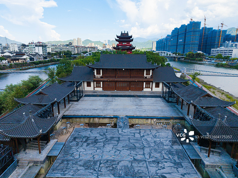 浙江省丽水市龙泉市，西街，留槎洲景区图片素材