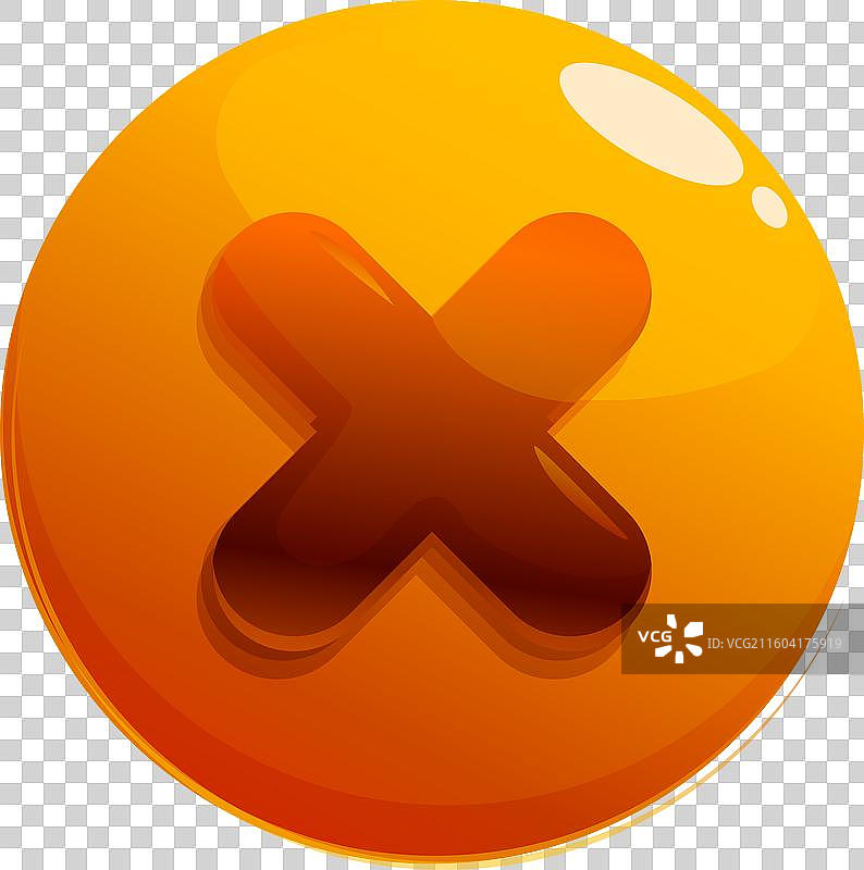 一个带有棕色十字标志的光泽橙色球体图片素材
