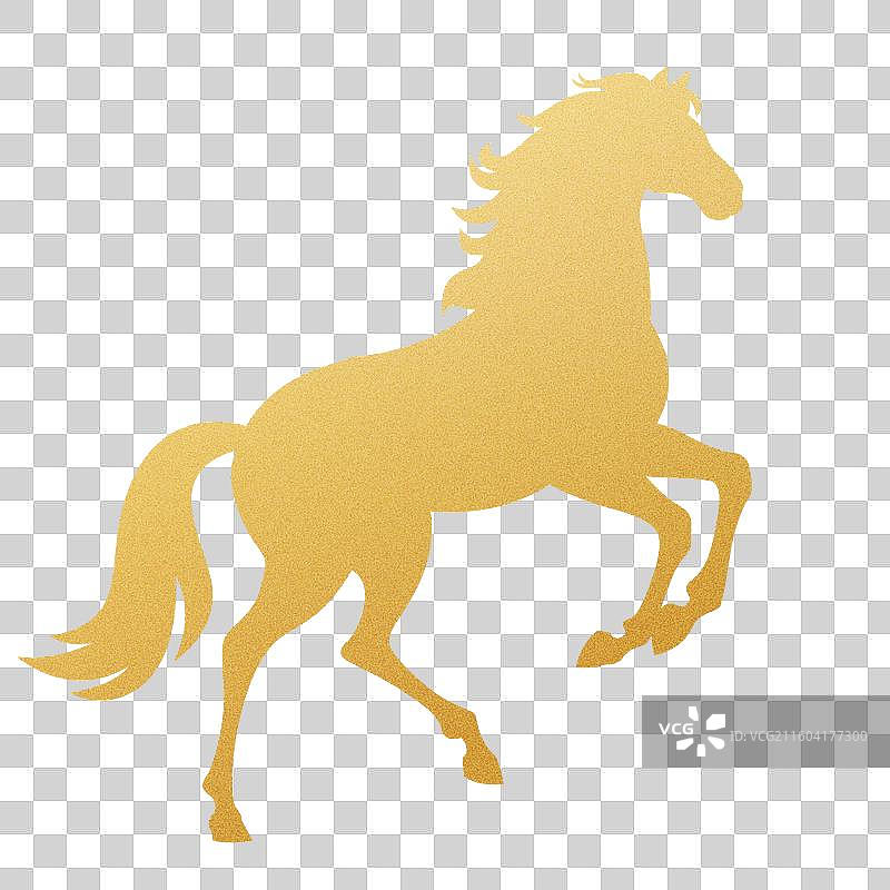 国风2026马年十二生肖骏马奔腾剪影插画图片素材