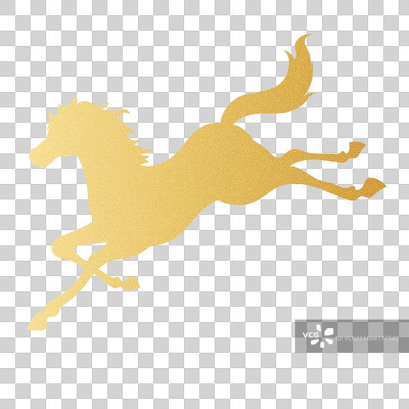 国风2026马年十二生肖骏马奔腾剪影插画图片素材