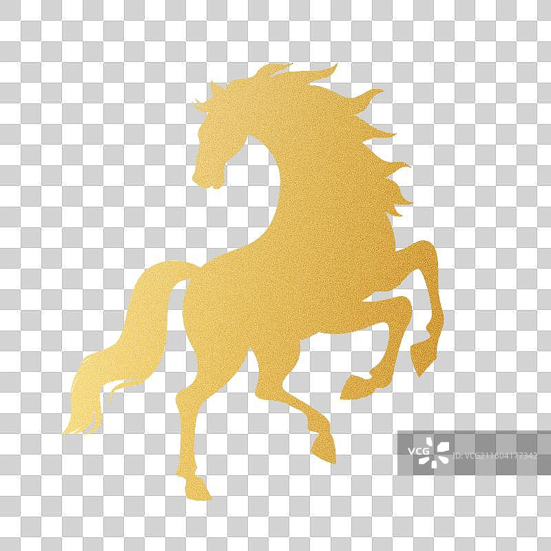 国风2026马年十二生肖骏马奔腾剪影插画图片素材