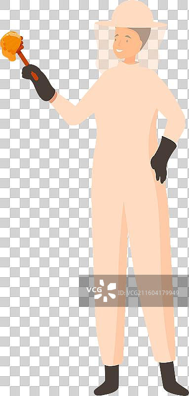 身穿防护服的养蜂人手持蜂蜜图片素材