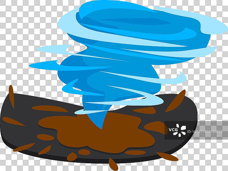 蓝色的旋风触及地面，形成图片素材