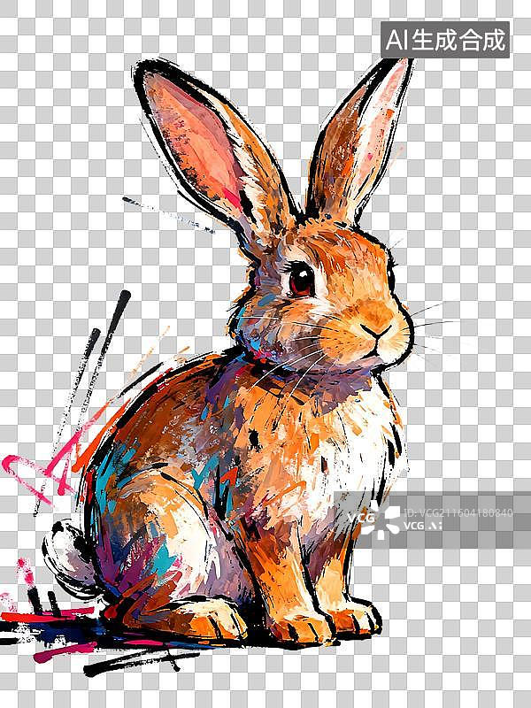 【AI数字艺术】兔 涂鸦风格的十二生肖图片素材