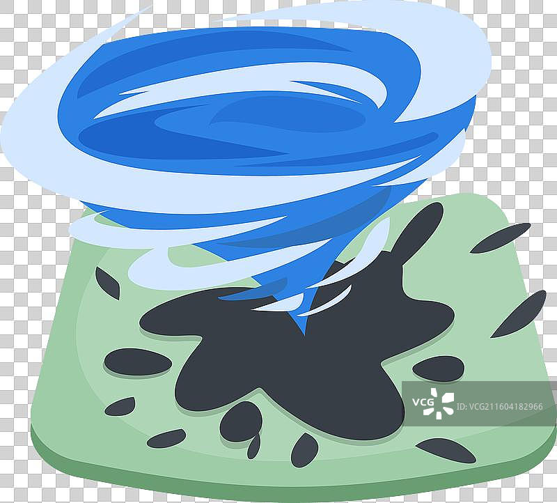 在绿色田野上空旋转的蓝色龙卷风图片素材