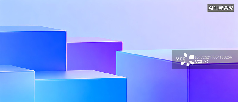【AI数字艺术】渐变色立体几何块面组合图片素材
