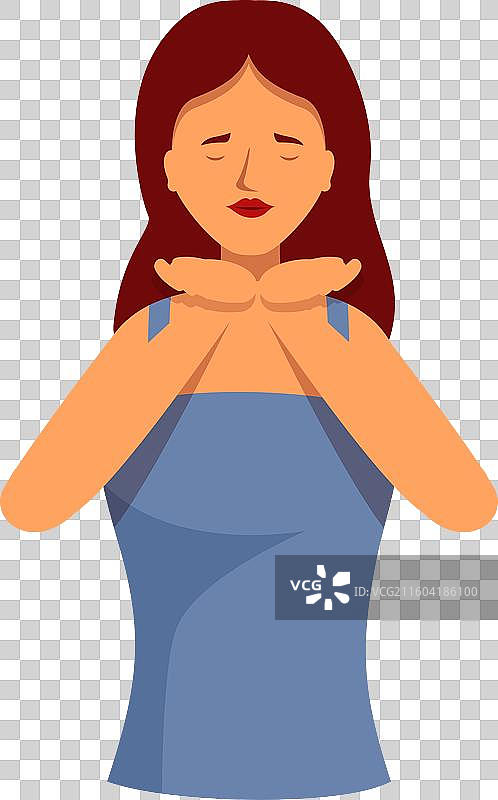 一位红发蓝衣女子正在手中拿着图片素材