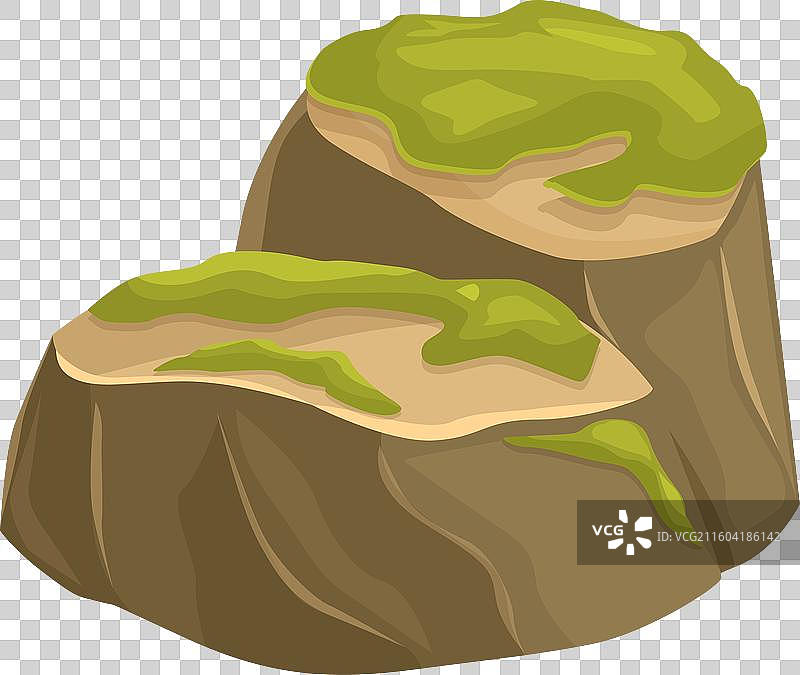 两块大石头上覆盖着绿色的苔藓图片素材