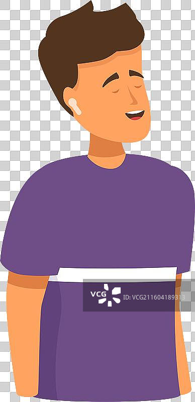 年轻人戴着无线耳机听音乐图片素材