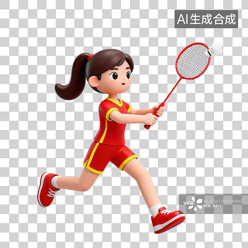 【AI数字艺术】3D体育运动项目女子羽毛球元素图片素材