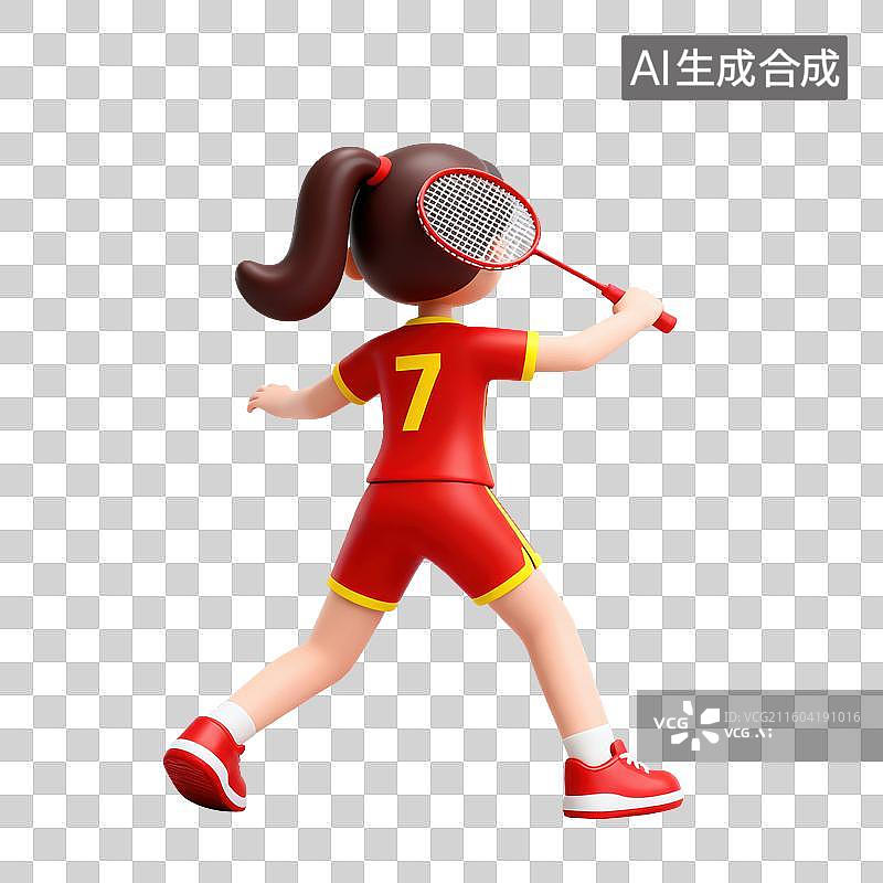 【AI数字艺术】3D体育运动项目女子羽毛球元素图片素材