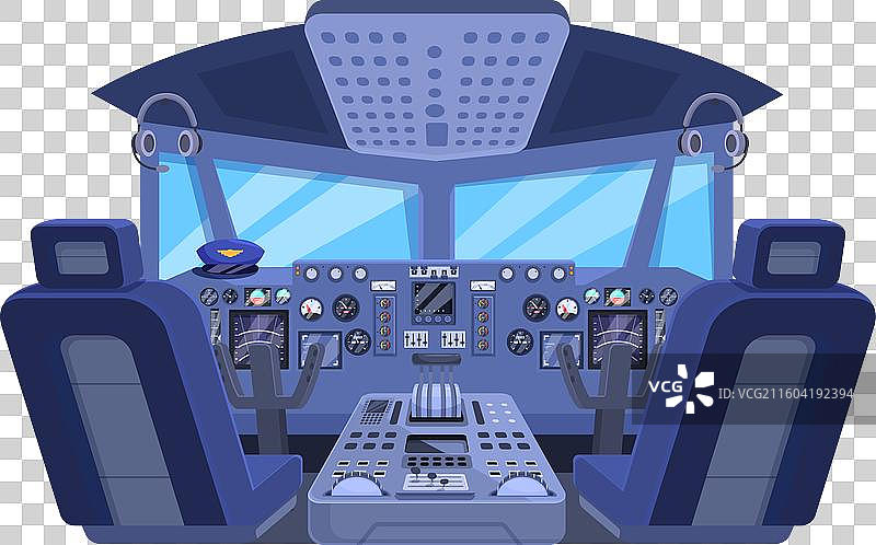 空荡荡的飞机驾驶舱，配有控制面板图片素材