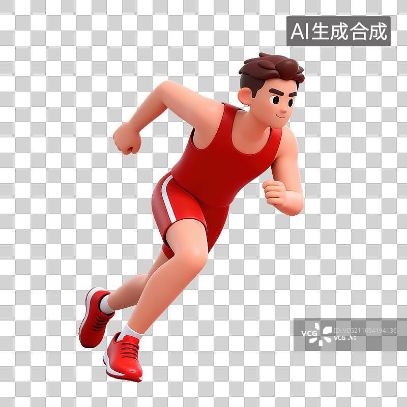 【AI数字艺术】3D体育运动项目男子短跑田径比赛元素图片素材