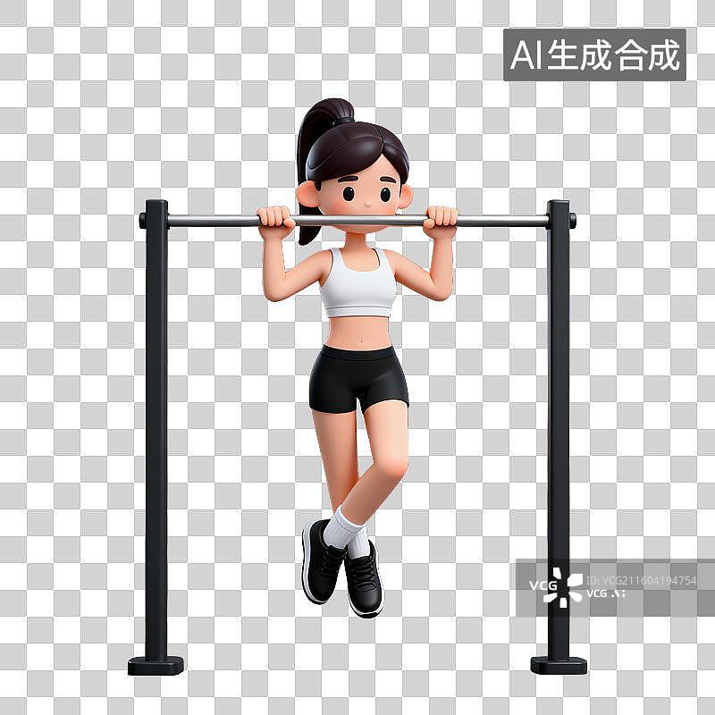 【AI数字艺术】3D体育运动主题女子引体向上元素图片素材