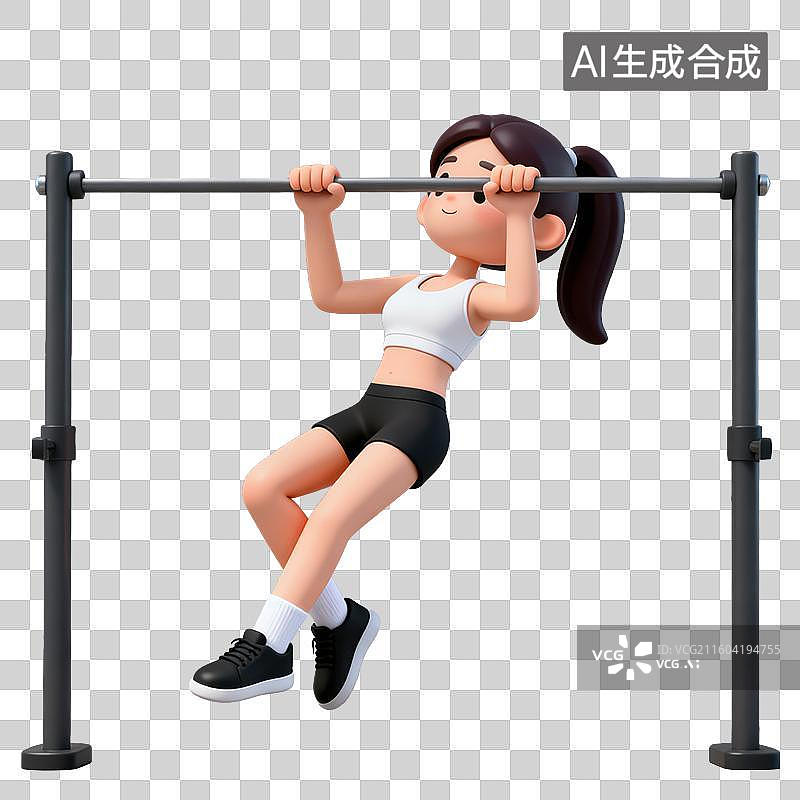 【AI数字艺术】3D体育运动主题女子引体向上元素图片素材