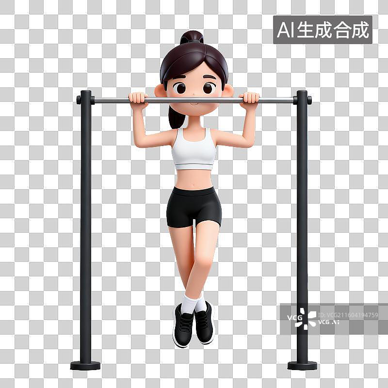 【AI数字艺术】3D体育运动主题女子引体向上元素图片素材