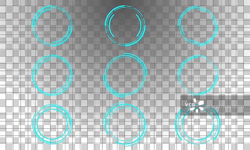 一套科幻蓝色圆形用户界面元素图片素材