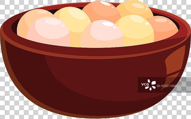 装满美味汤圆的棕色碗图片素材